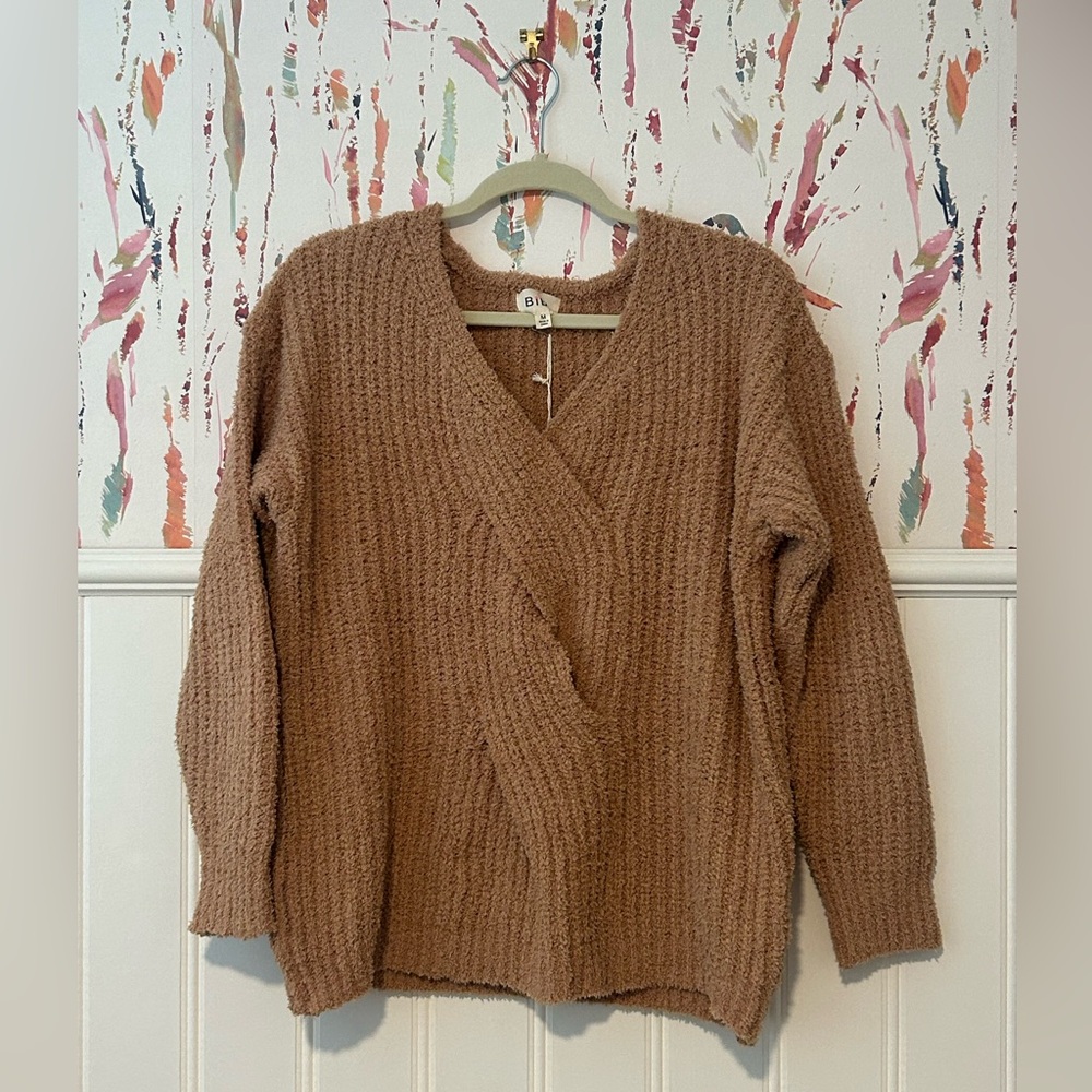 NWT Camel Fuzzy Long Sleeve Sweater